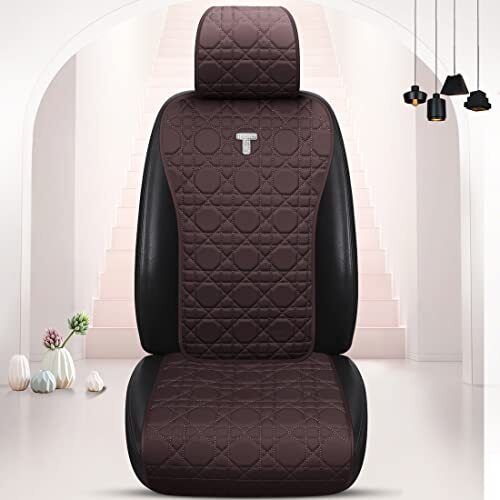 Begonydeer Comfort Brown Universal Seat Covers for Cars Luxurious Faux Leather